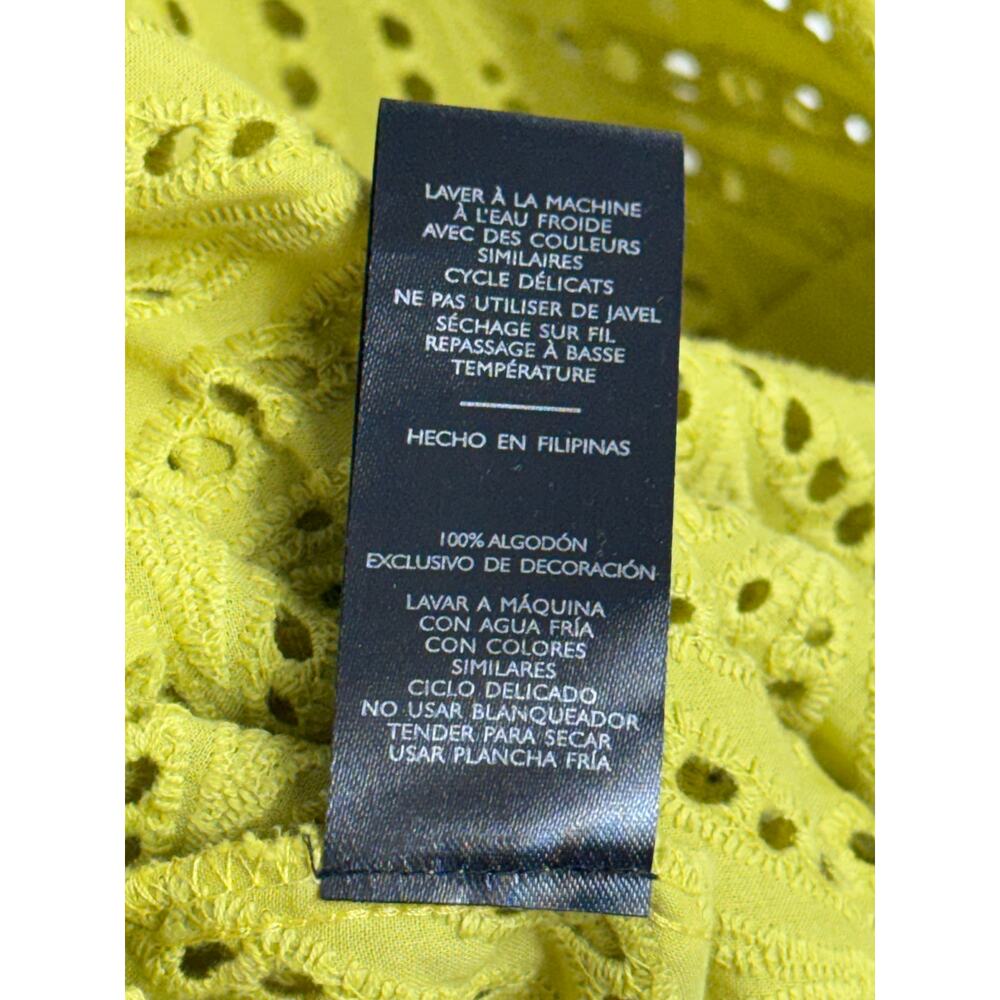 Natori lime wasabi green 100% cotton eyelet shirtdress lined relaxed fit, SzXL - Picture 13 of 15
